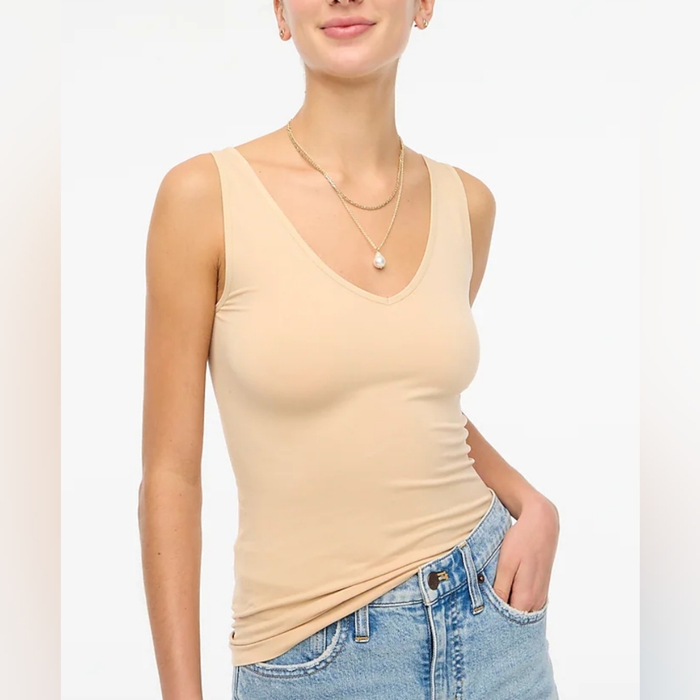 J Crew Factory Layering Tank Top Women's L Beige V-neck